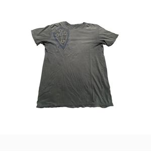 Affliction T-shirt Mens L Cross Lion Wings Biker Tattoo MMA Distressed Vintage